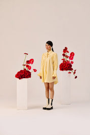 Yellow Oversized Cotton Shirt Dress