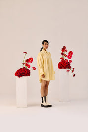 Yellow Oversized Cotton Shirt Dress