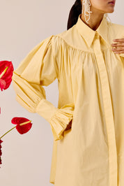 Yellow Oversized Cotton Shirt Dress
