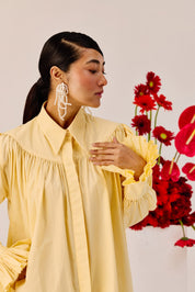 Yellow Oversized Cotton Shirt Dress