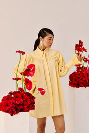 Yellow Oversized Cotton Shirt Dress