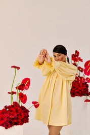 Yellow Oversized Cotton Shirt Dress