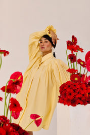 Yellow Oversized Cotton Shirt Dress
