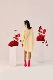 Light Yellow Oversized Cotton Shirt Dress