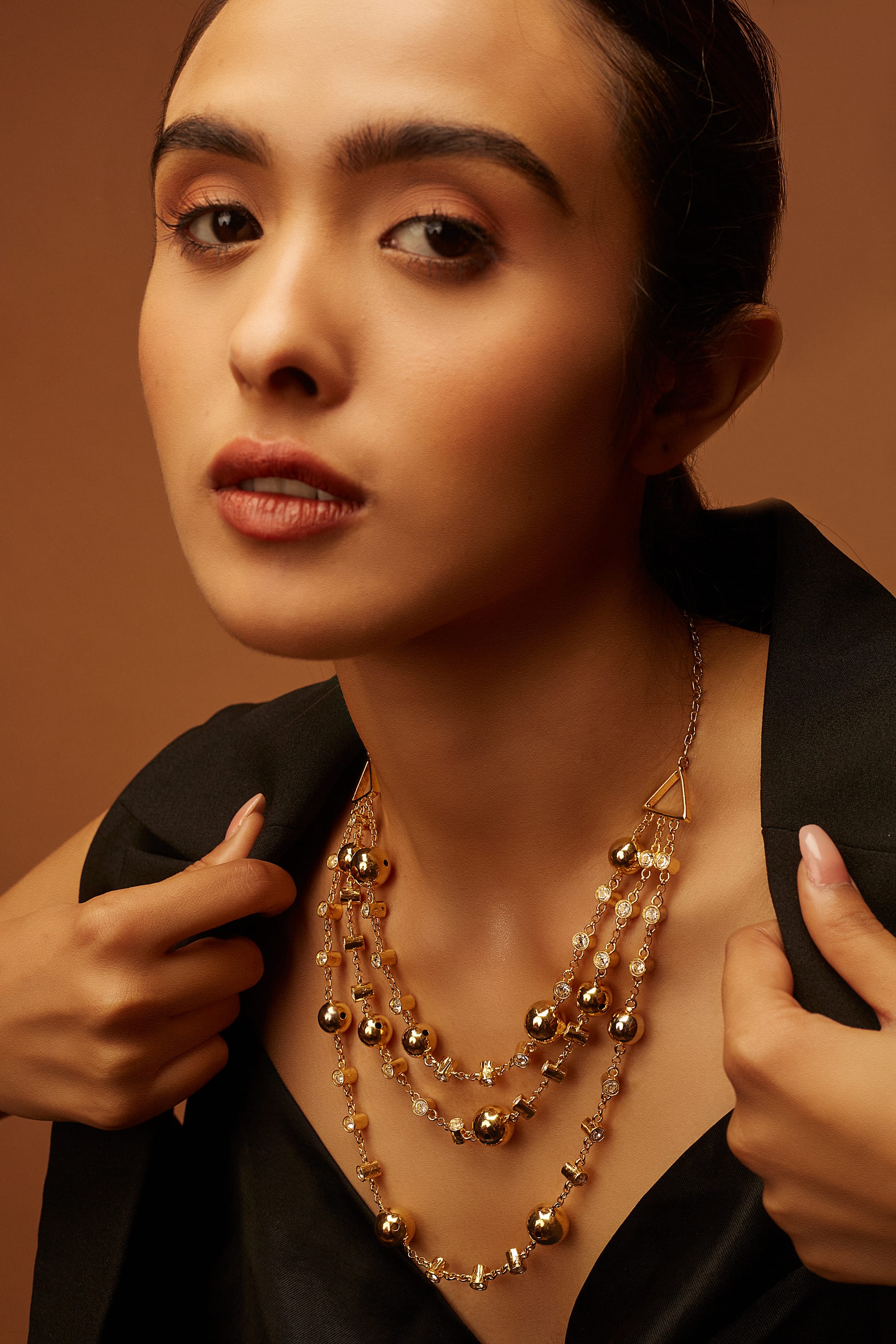 Three Line Droplet  Necklace