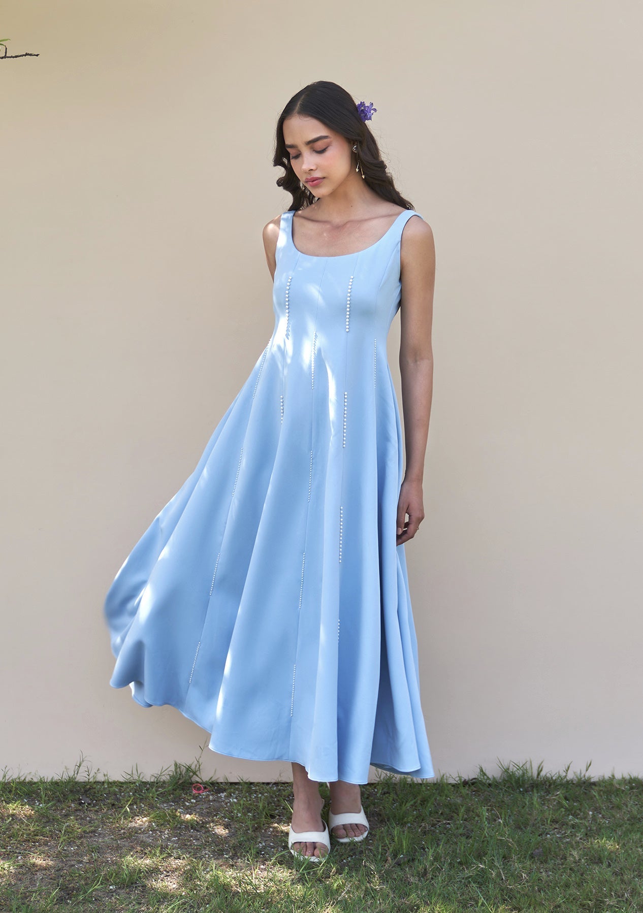 Caroline Midi Dress Powder Blue