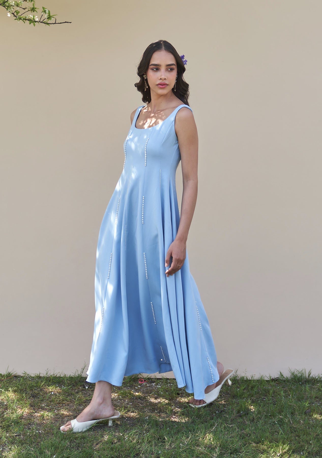 Caroline Midi Dress Powder Blue