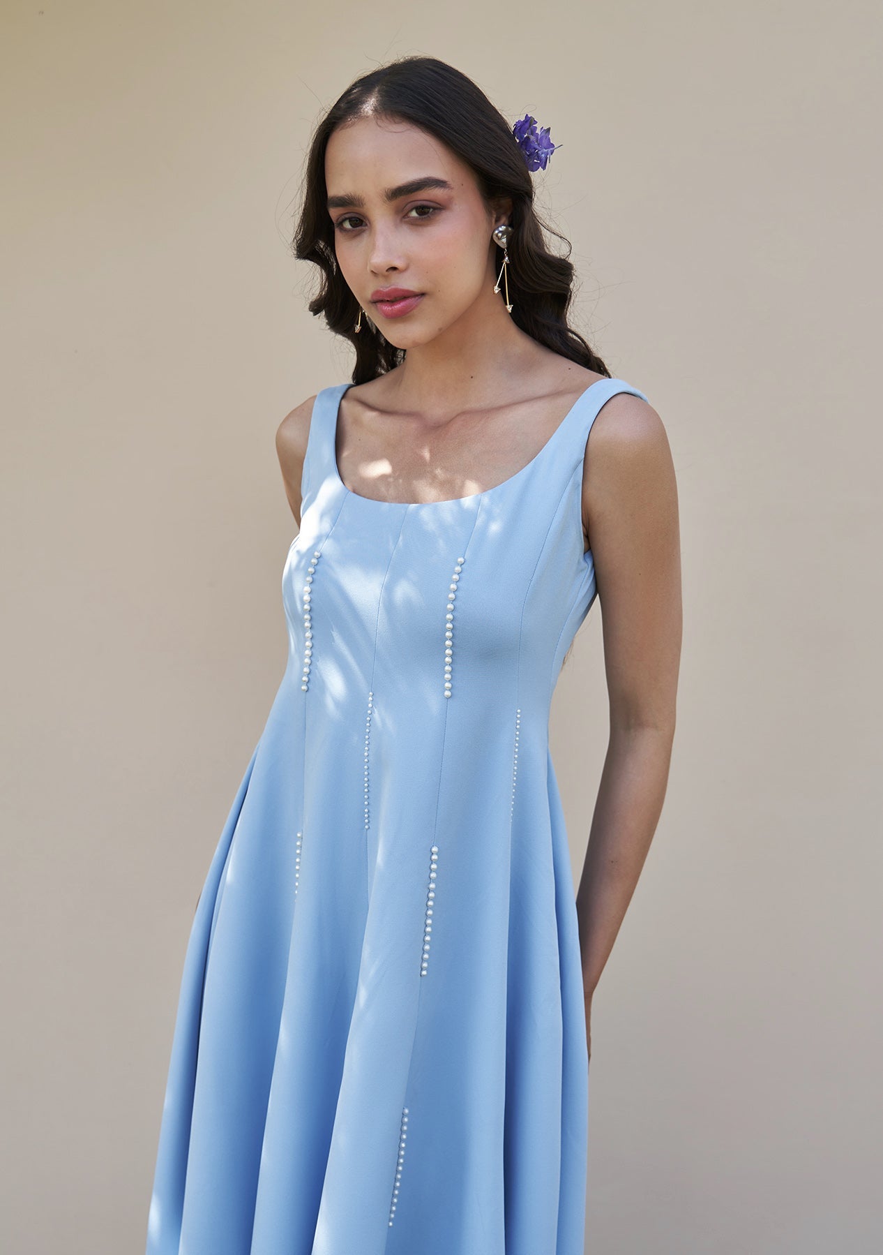 Caroline Midi Dress Powder Blue