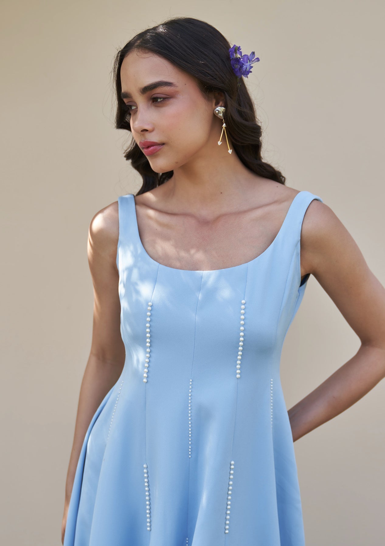 Caroline Midi Dress Powder Blue