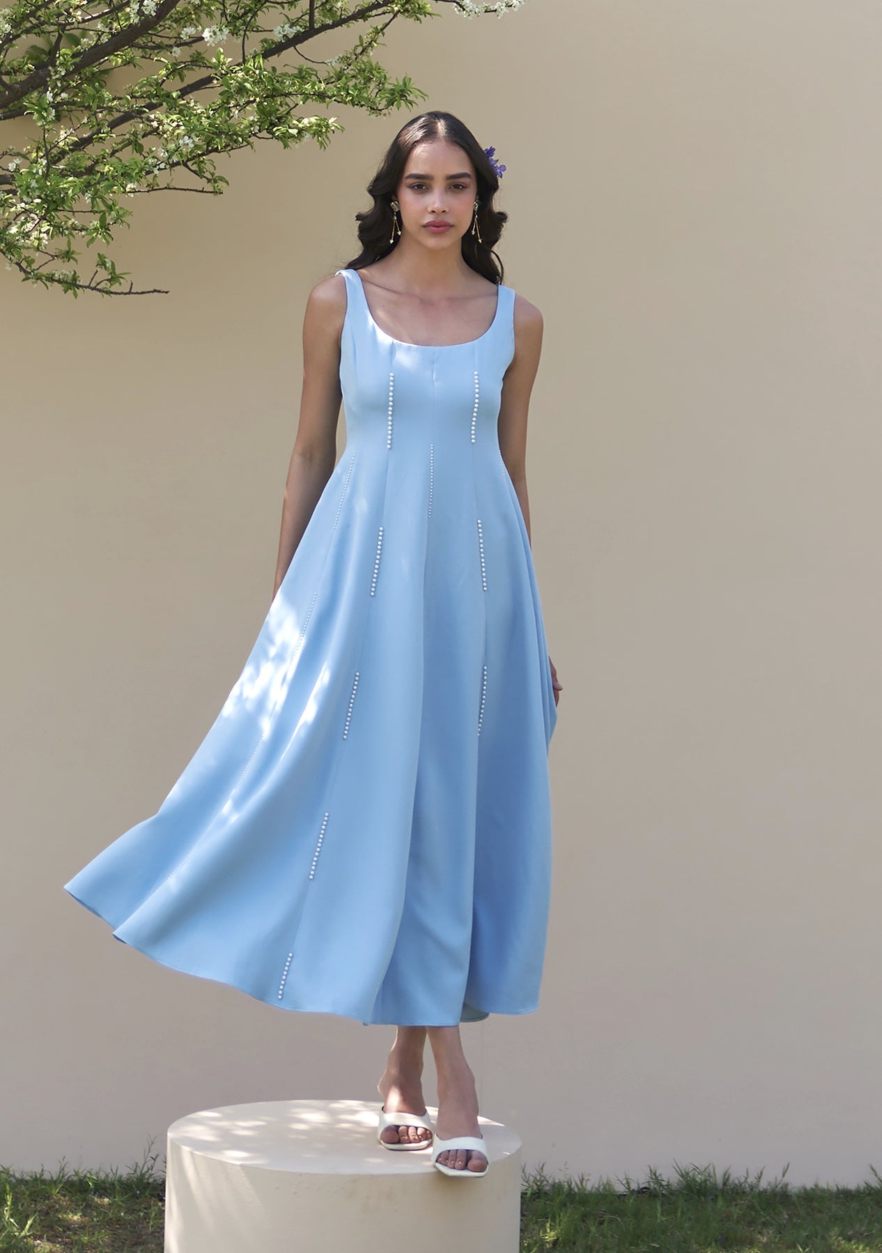 Caroline Midi Dress Powder Blue