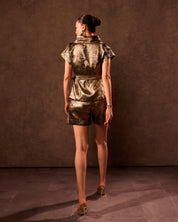 Gold High Rise Shorts & Shacket