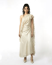 Astria Crochet One Shoulder Dress Cream