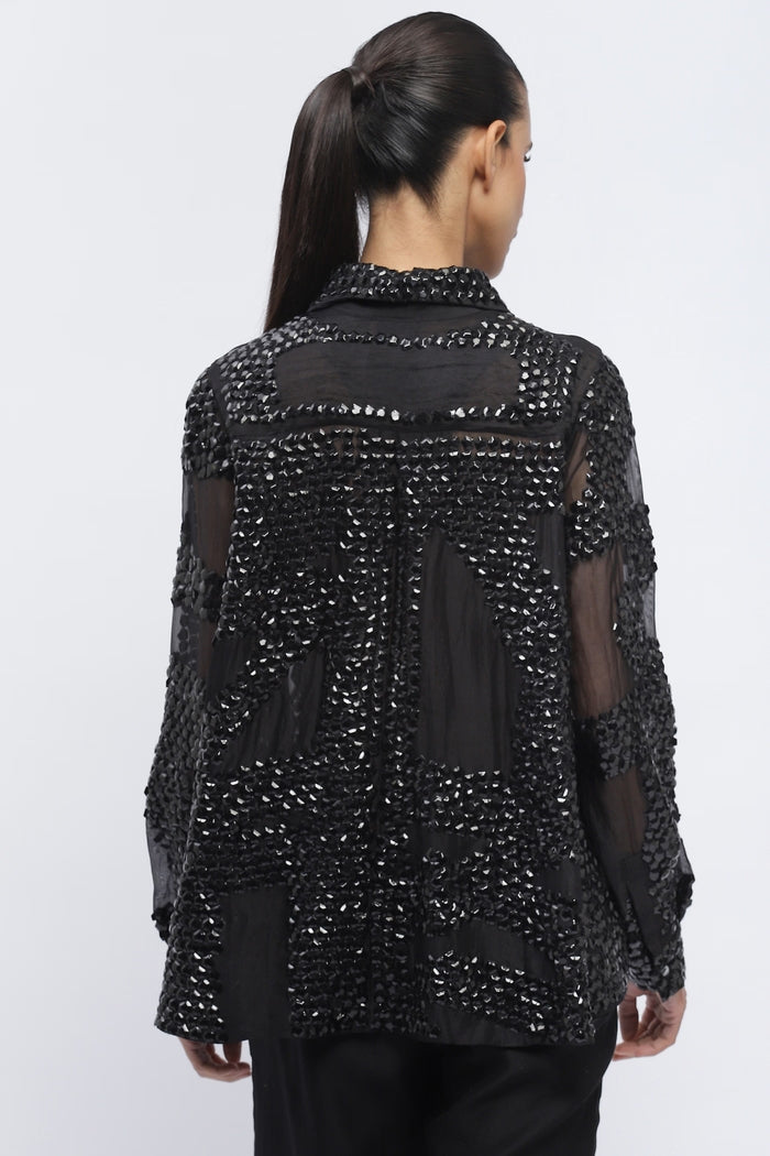 Silk Organza Sequin Shirt