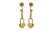Gold Plated Lock & Heart Earrings