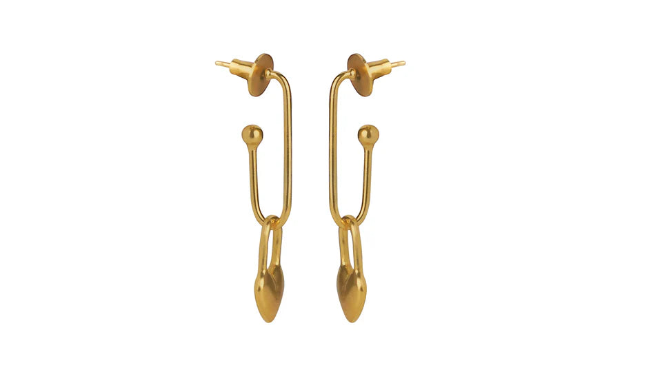 Gold Plated Lock & Heart Earrings