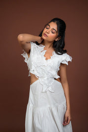 Sneha Adwani in Lacey Love Midi Dress