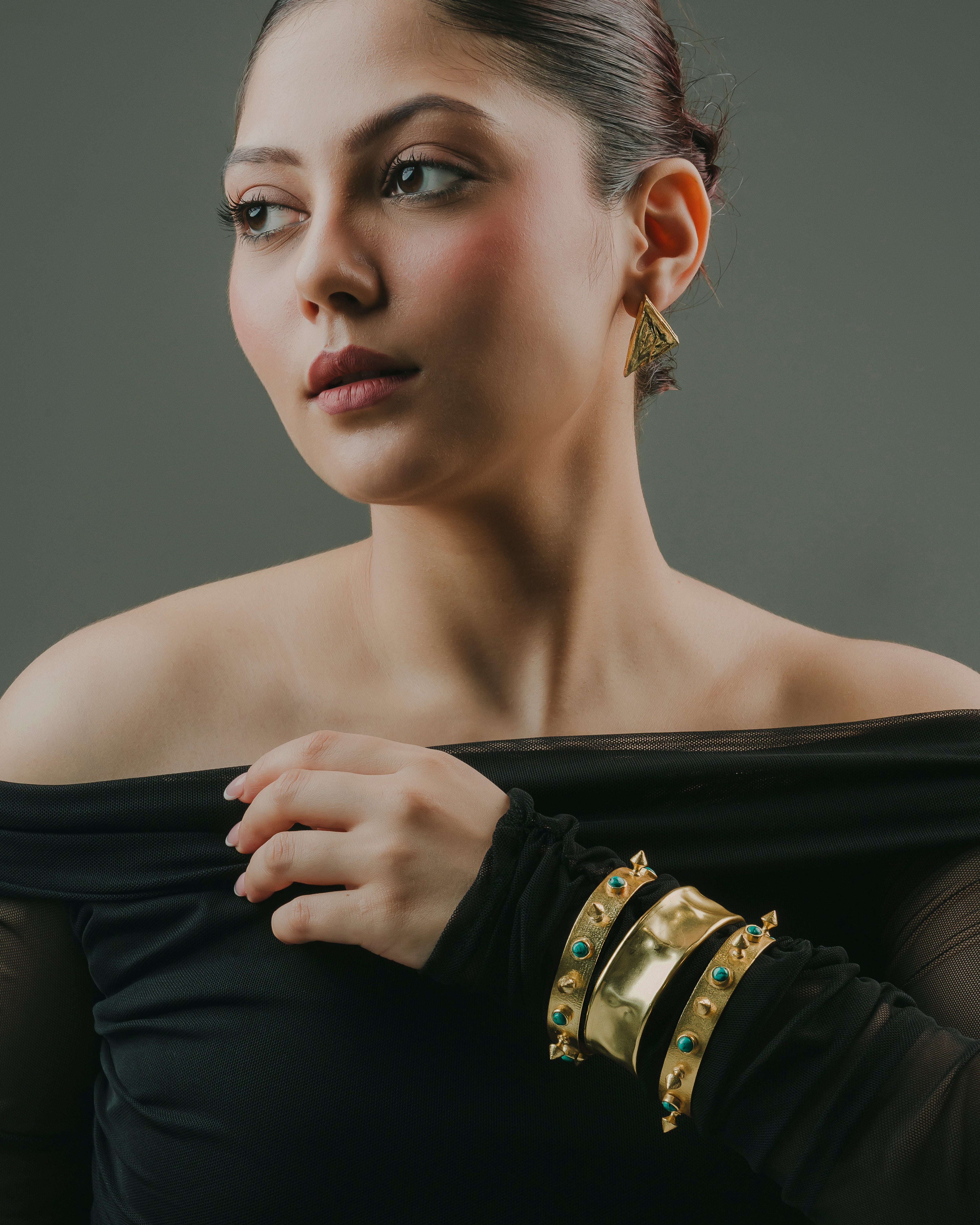 Gold Plated Stack Bracelet Kada Set Of 3