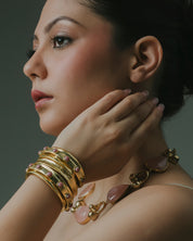 Pink Stone Stack Bracelet kada Set of 3