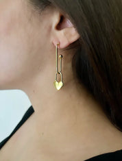 Gold Plated Lock & Heart Earrings