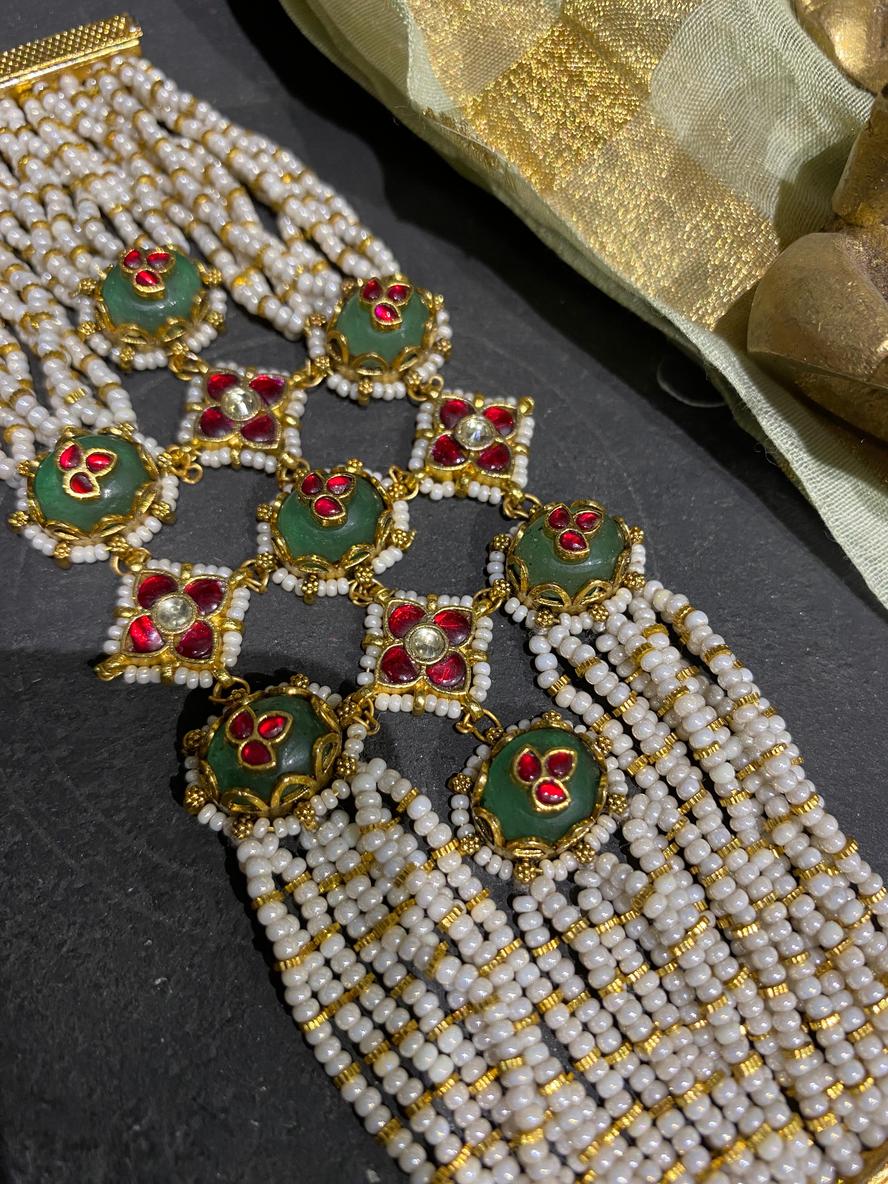 Madhubala Pearl Kundan Bracelet