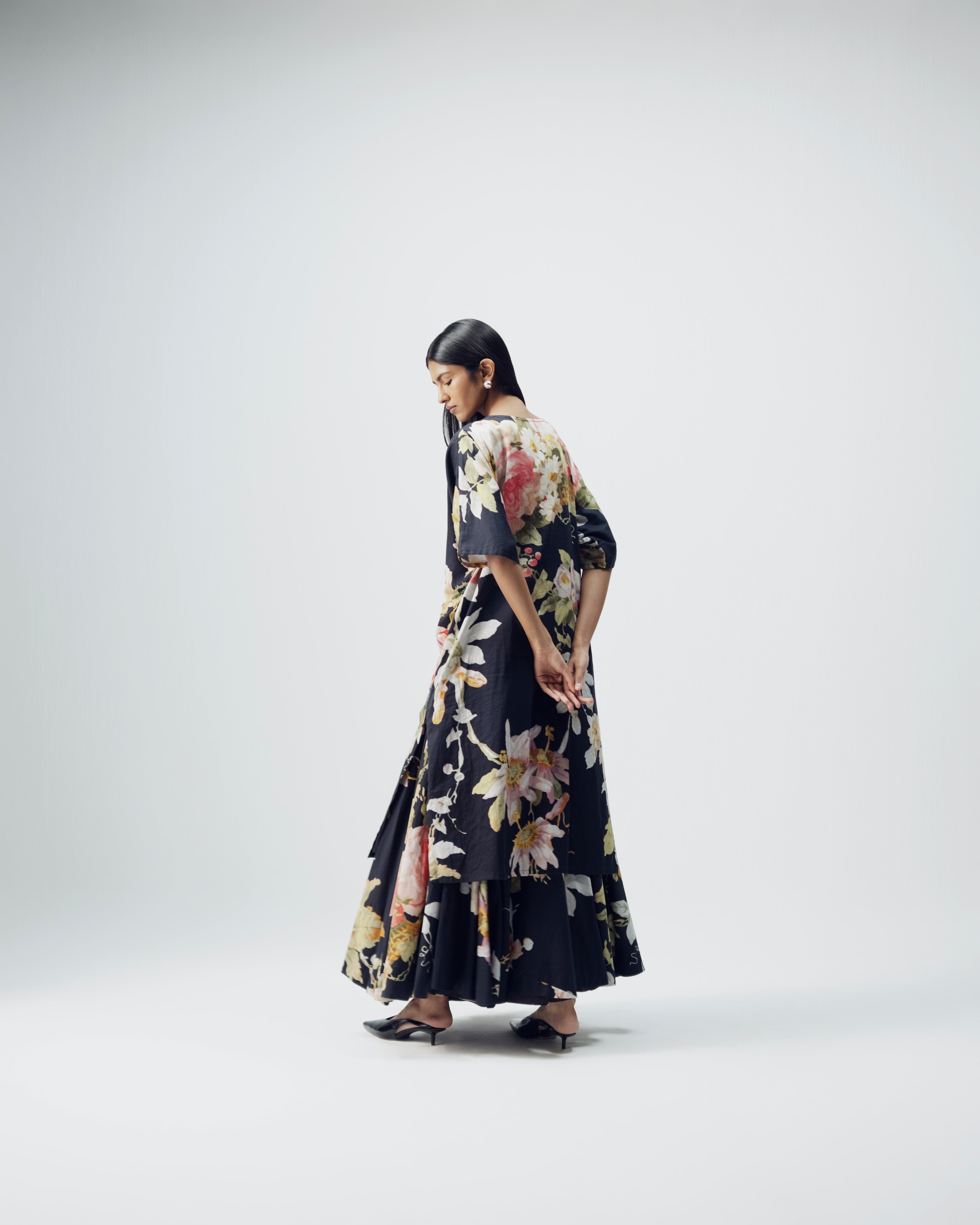 Carmine Embroidered Kurta & Skirt Set