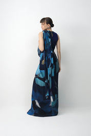 Blue Lagoon Top & Pre-Draped Saree Set