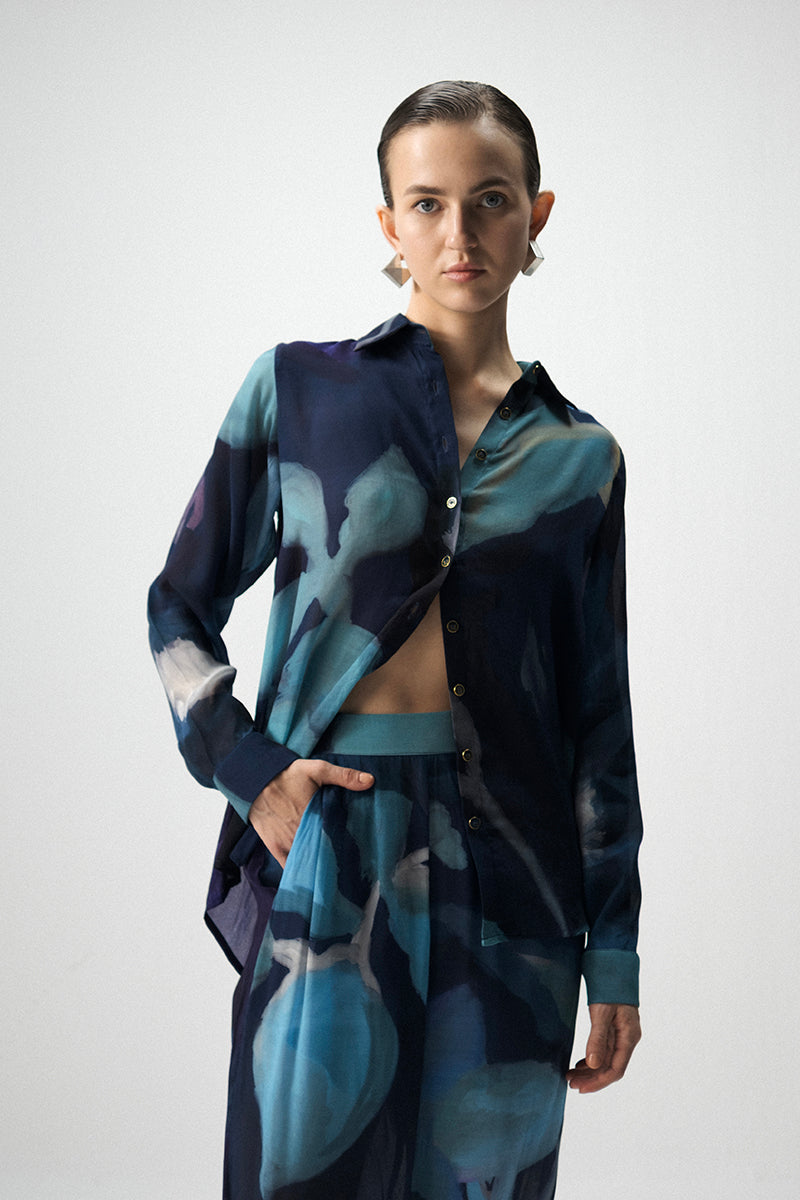 Blue Lagoon Crepe Co-ord Set
