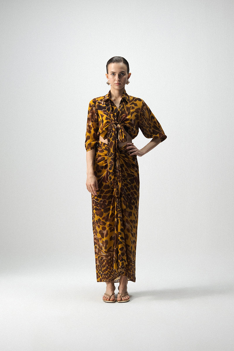 Chitara Tie Up Top and Knotted Skirt Set