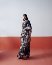 Carmine Embroidered Saree