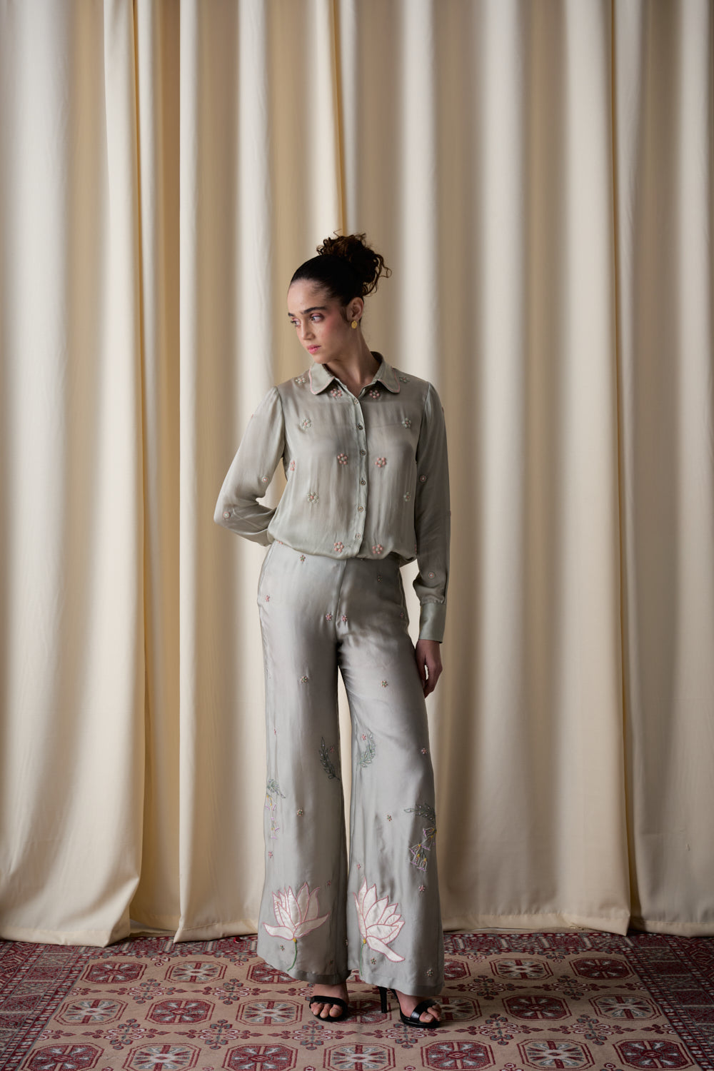 Sage satin top image 1