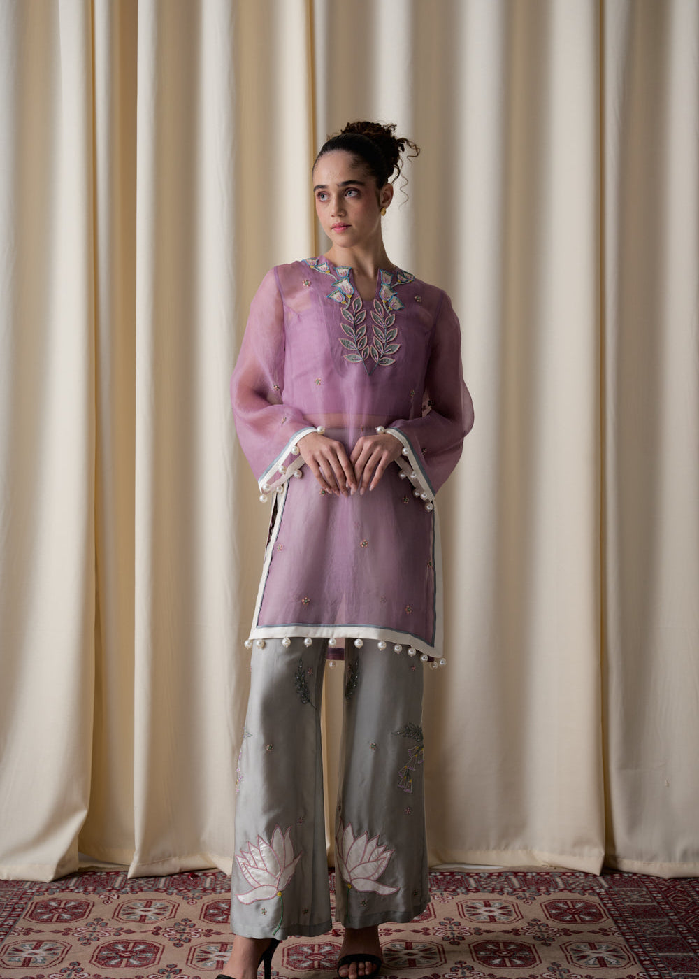 Lilac sheer tunic ensemble image 0