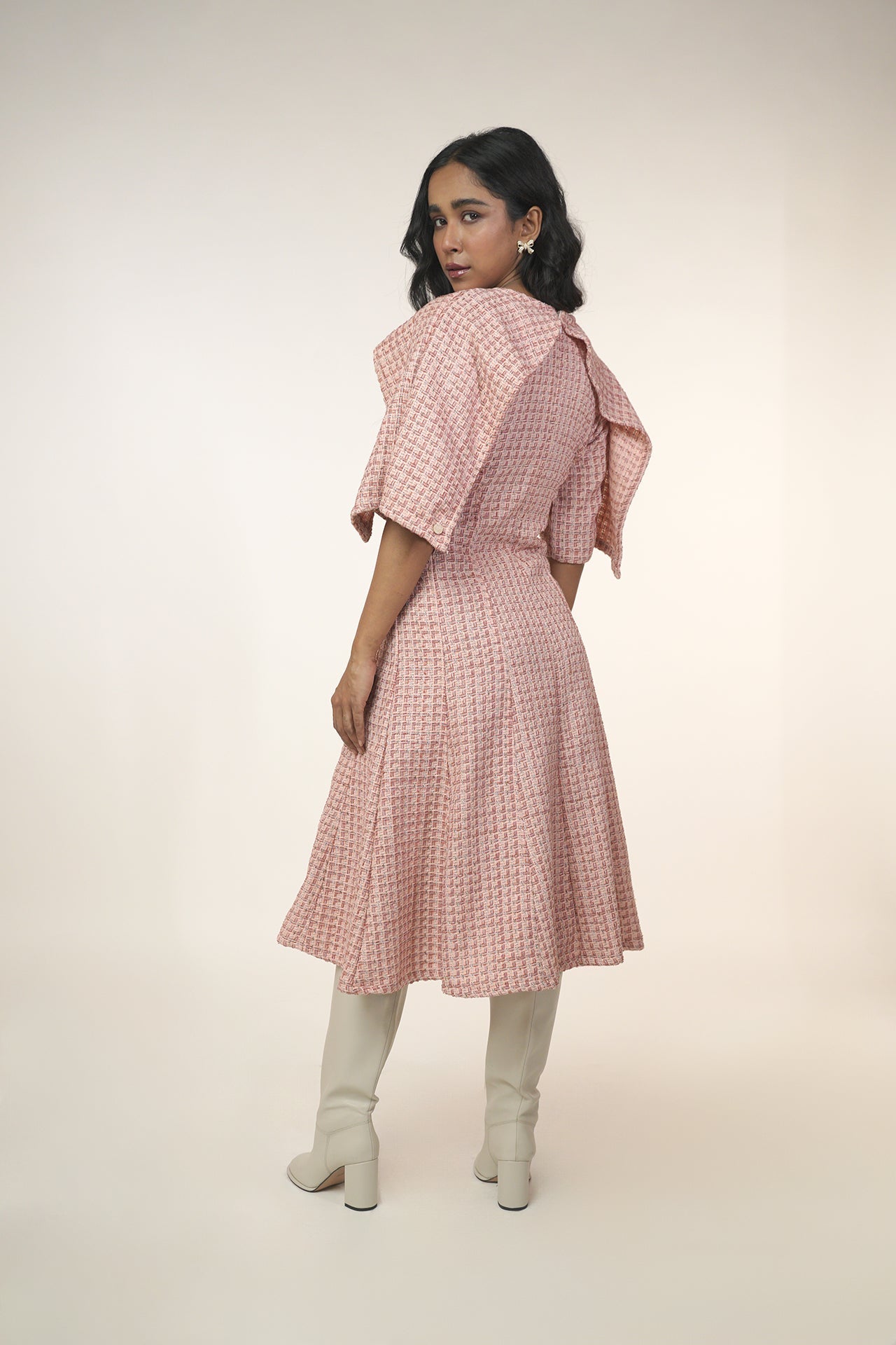 Draped Tweed Dress