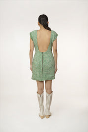 Backless Tweed Mini Dress
