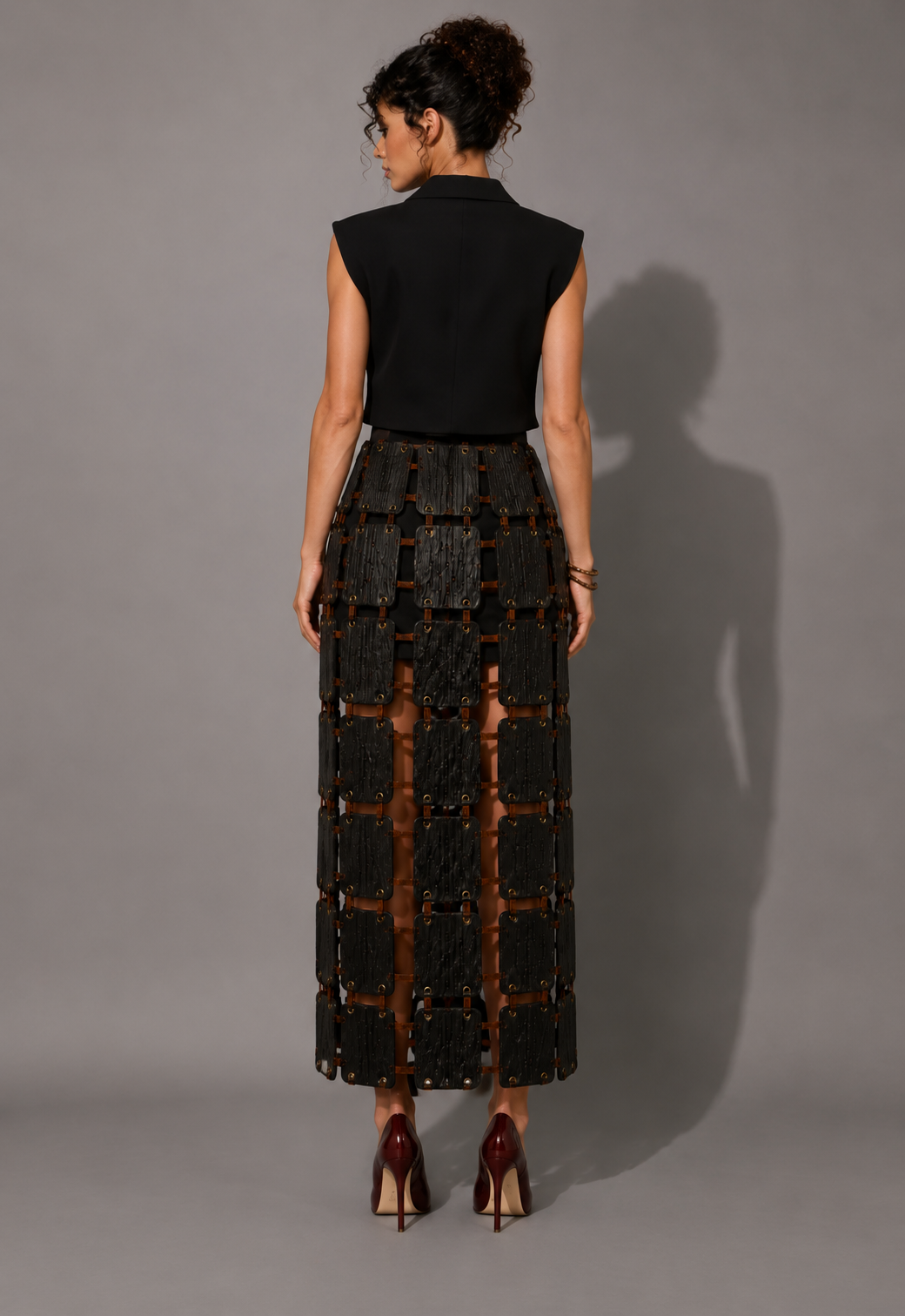 Black Suspended Tile Skirt Set
