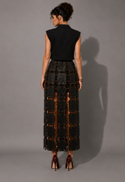 Black Suspended Tile Skirt Set