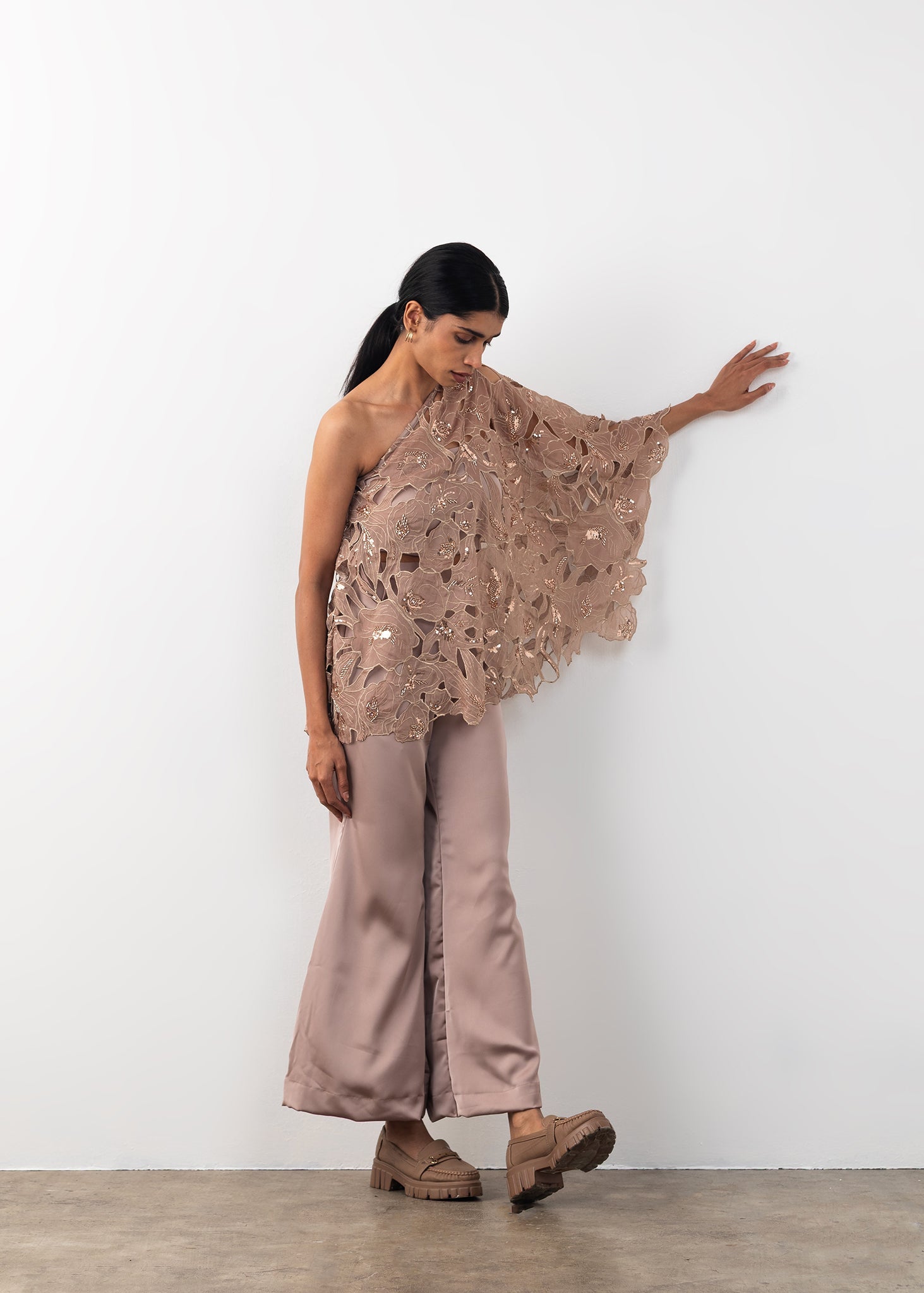 Cutwork One shoulder Co-ord