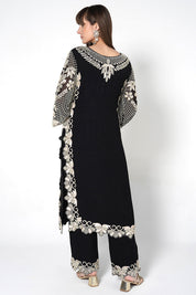 Black Heavily Embroidered Kurta Set