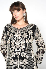 Black Heavily Embroidered Kurta Set