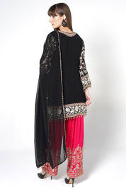 Black Kurta Set With Contrast Straight Pants