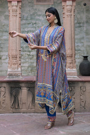 Blue Crepe Kaftan Pant Set