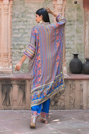 Blue Crepe Kaftan Pant Set