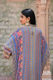Blue Crepe Kaftan Pant Set