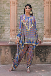 Blue Suit Set with Tulip Pants
