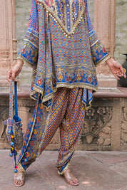 Blue Suit Set with Tulip Pants
