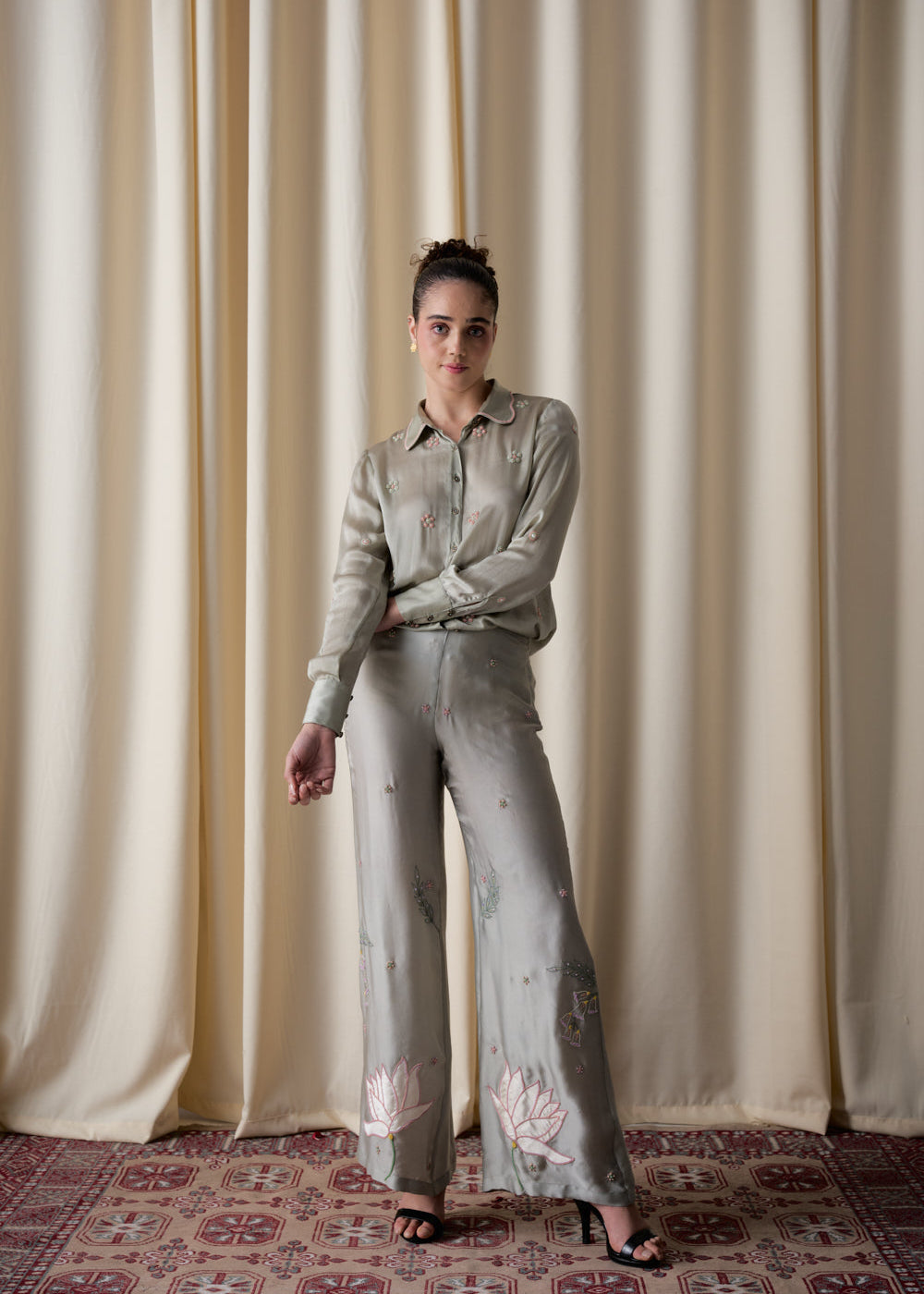 Sage satin top image 3