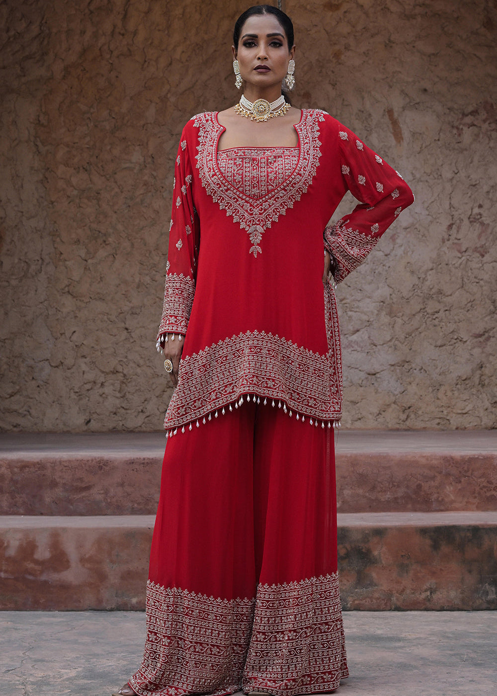 classic-red-georgette-beads-work-kurta-palazzo-set-1.jpg