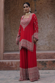 Classic Red Kurta Palazzo Set
