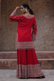 Classic Red Kurta Palazzo Set