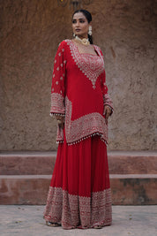 Classic Red Kurta Palazzo Set