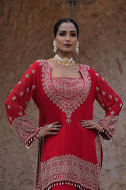 Classic Red Kurta Palazzo Set